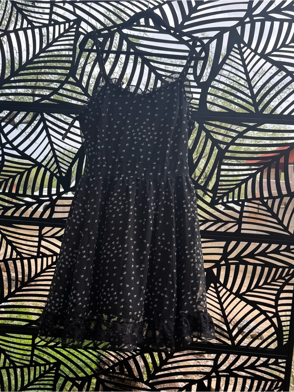 Vintage Tripp NYC Spooky Cute Skull Chiffon Mini Dress 🖤 Sz 16 - Picture 5 of 5
